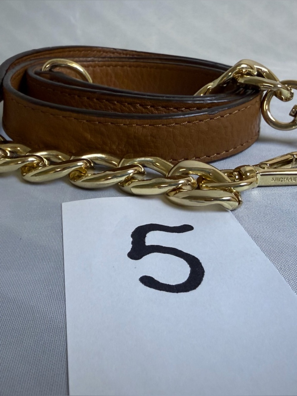 Michael Kors Leather  Shoulder Strap with Gold Chain - Picture 6 of 6